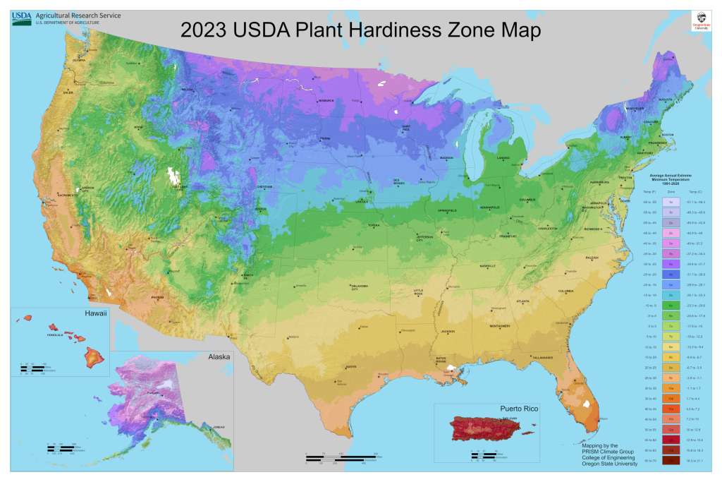 2023 USDA Plant Hardiness Zone Map.