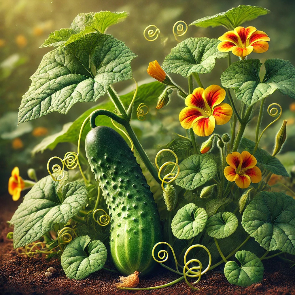 Cucumbers and Nasturtiums