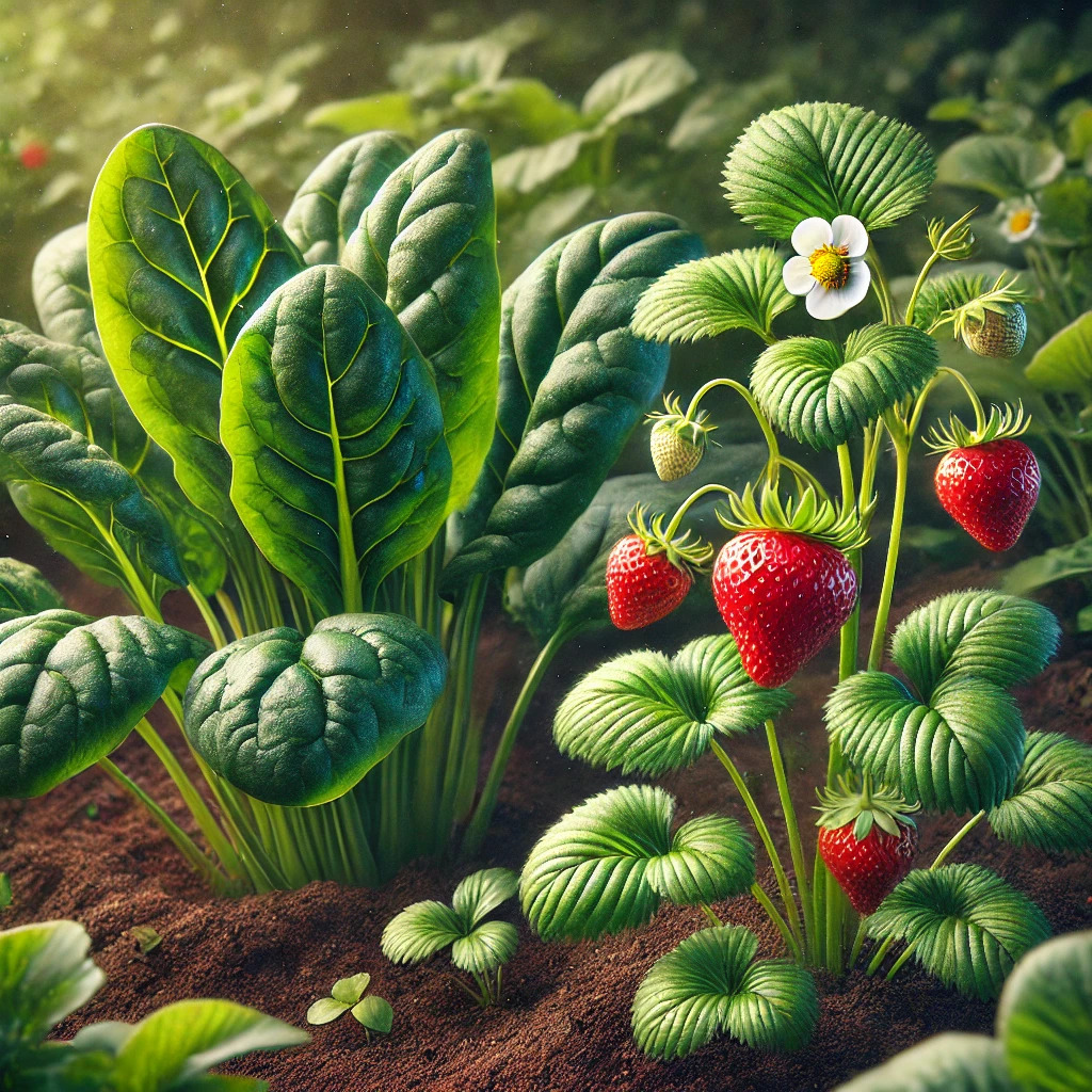 Spinach and strawberries