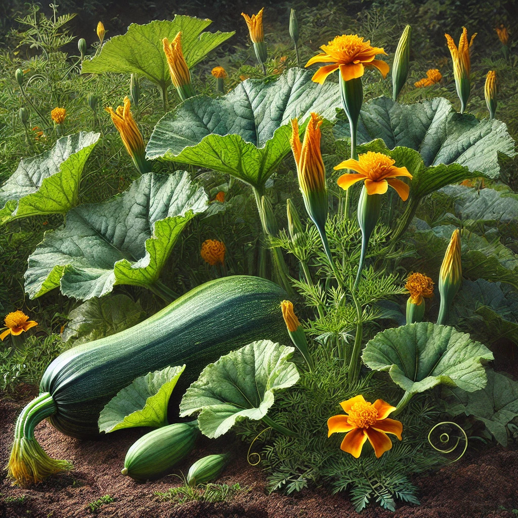 Squash and Marigolds companion plants