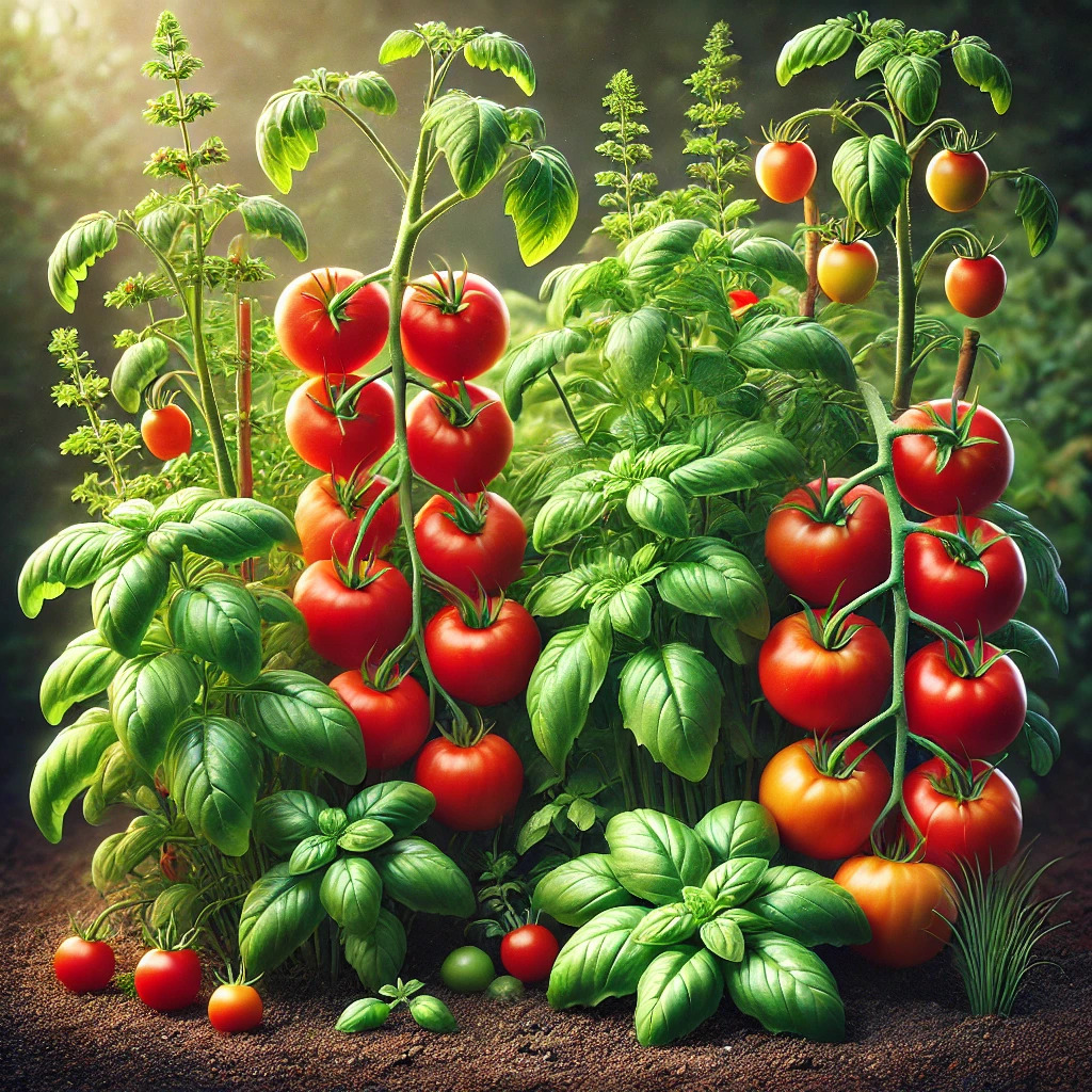 Tomatoes and Basil companion plants